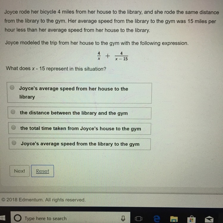 PLEASE HELP!! 15 points! What does x - 15 represent in this situation? Choose one-example-1