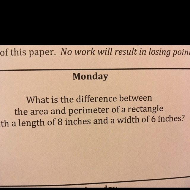 What is the difference between the area and perimeter of a rectangle with a length-example-1