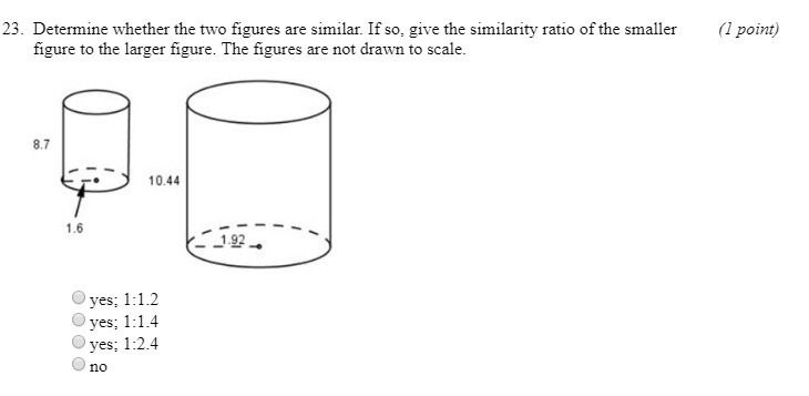 Determine whether the two figures are similar. If so, give the similarity ratio of-example-1