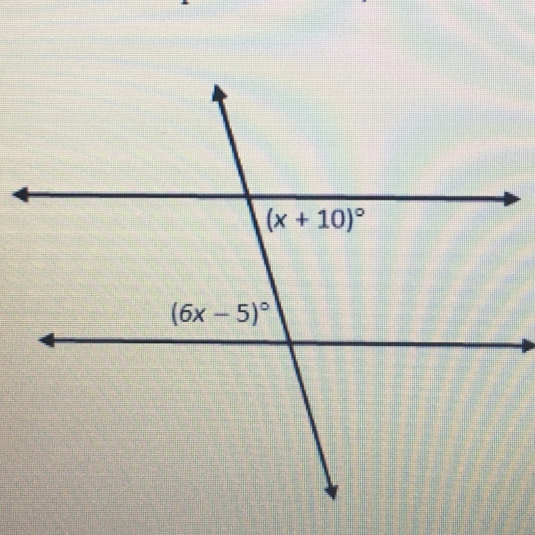 Given that the line l is parallel to line m, find x-example-1