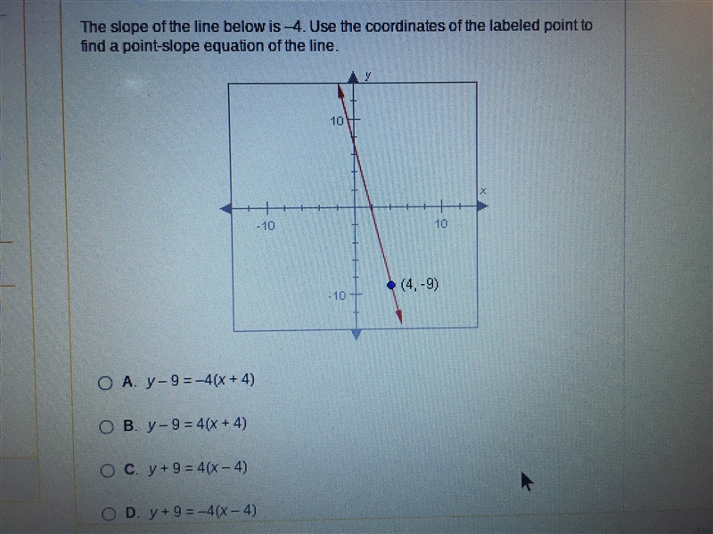 The slope of a line is negative for use the cordons of the labeled point to find a-example-1