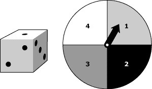 David rolls a die and spins the spinner. What is the probability that he gets a 1 on-example-1