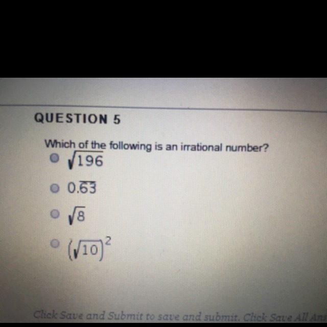 Which of the following is an irrational number ??-example-1