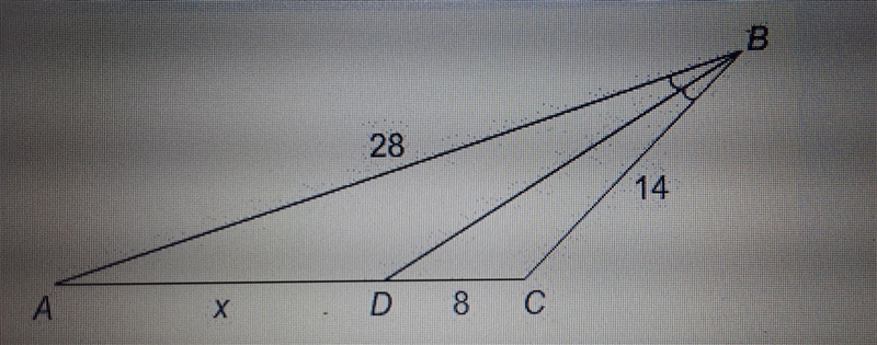 Which proportion can be used to find the value of x A. 28/x = 8/14 b. 28/x = 14/8-example-1