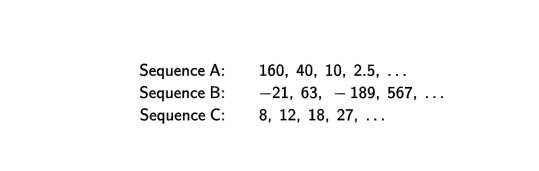 Order the sequences from least common ratio to greatest common ratio.-example-1