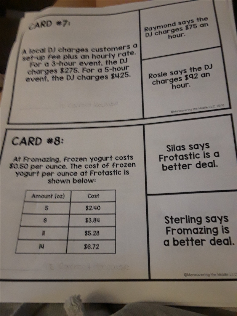 Slope and rate of change help please on card 7 an 8-example-1