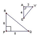 Are the triangles similar? If so, what is the scale factor of ΔRPQ to ΔVAQ? A)NO B-example-1