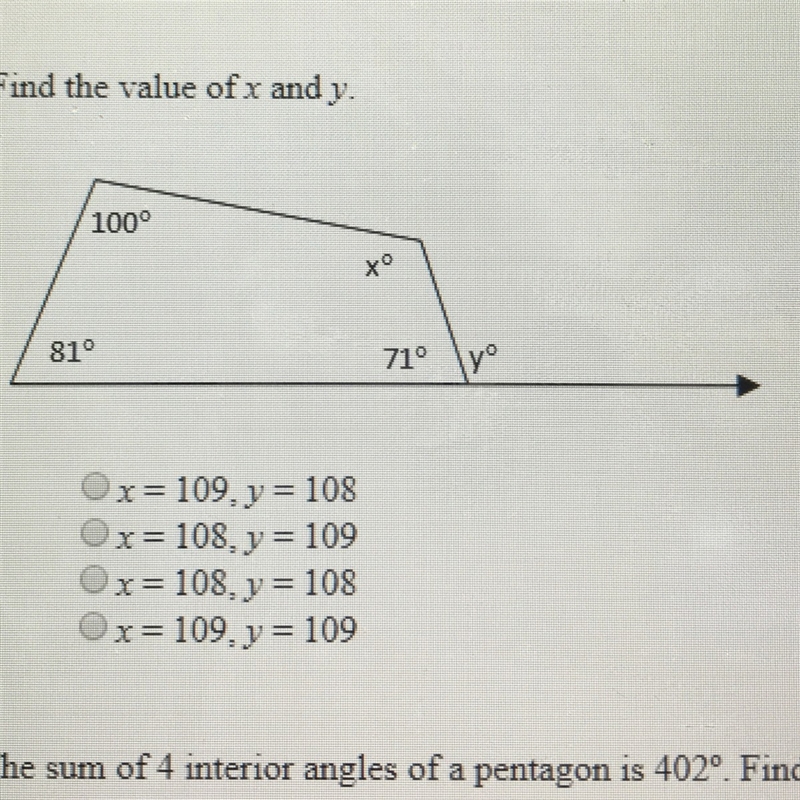 Find the value of X and y-example-1