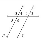 Find the value of x for which p is parallel to q, if m∠1 = (9x) and m∠3 = 117. The-example-1