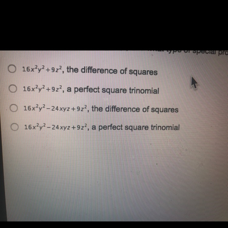 Which is equivalent to (4xy-3x)^2, and what type of special product is it?-example-1