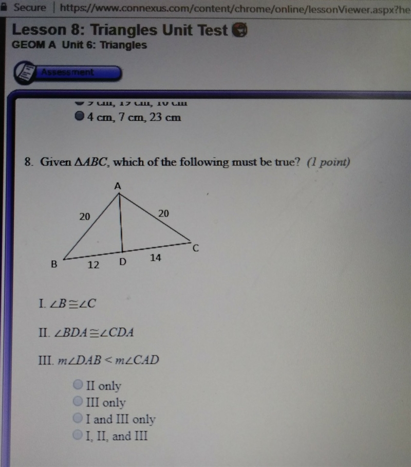 Given triangle abc which of the following must be true-example-1