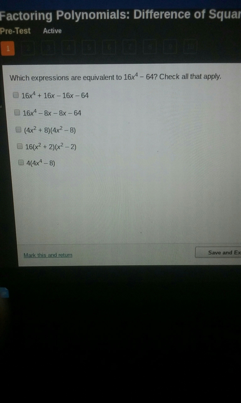 Which expressions are equivalent to 16 x 4 minus 64 check all that apply-example-1