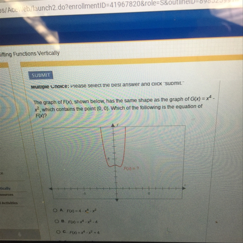 The graph of f(x), shown below has the same shape as the graph has the same shape-example-1