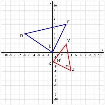 If XYZ ∼ EDF, the measure of angle F is_____ a0°.-example-1