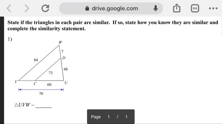 Someone help me with finding the similarity statement and ratios of the side lengths-example-1