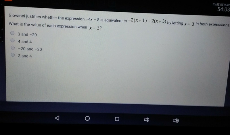 giovanni justifies what is expression -4x - 8 is equivalent to -2( x + 1) - 2 ( x-example-1