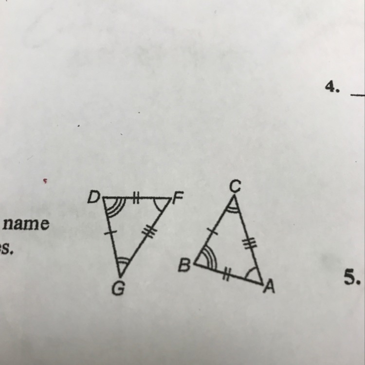 Indentify the congruent triangles and name their corresponding congruent angles-example-1