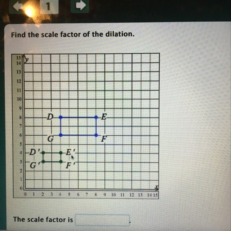 What is the scale factor of the dilation?-example-1