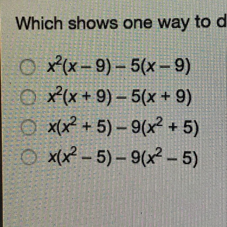 Which shows one way to determine the factors of x^3-9 by grouping?-example-1