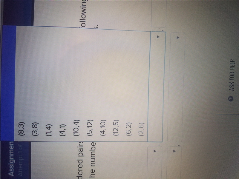 Choose the correct ordered pairs represented in the table. The following table gives-example-1