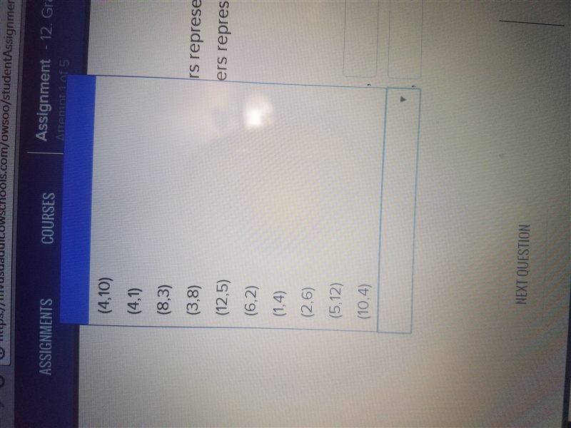 Choose the correct ordered pairs represented in the table. The following table gives-example-4