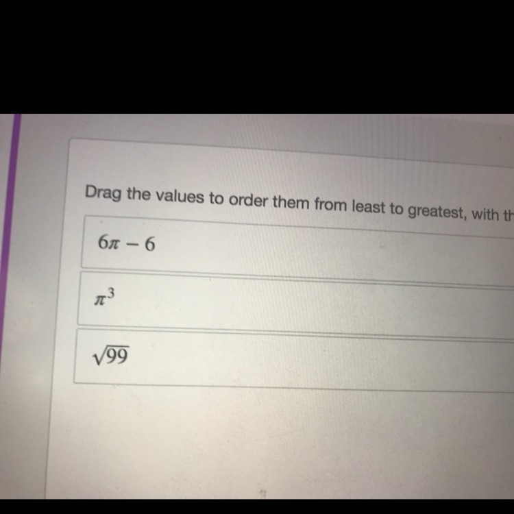 Drag values to order them from least to greatest, with least at the top.-example-1