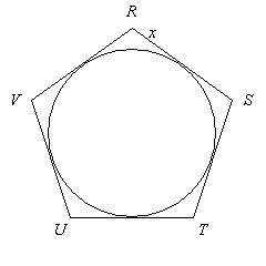 PLEASE HELP 15 POINTS Pentagon RSTUV is circumscribed about a circle. Solve for x-example-1