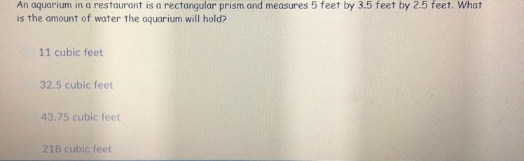 An aquarium in a restaurant is a rectangular prism and measures 5 feet by 3.5 feet-example-1