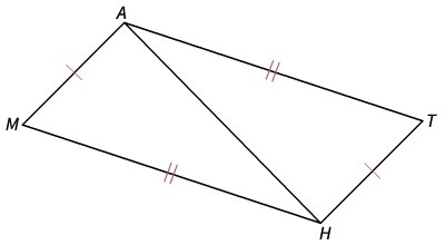 In the figure, ∆AMH ≅ ∆HTA by Side-Side-Side (SSS). Which angles are congruent by-example-1