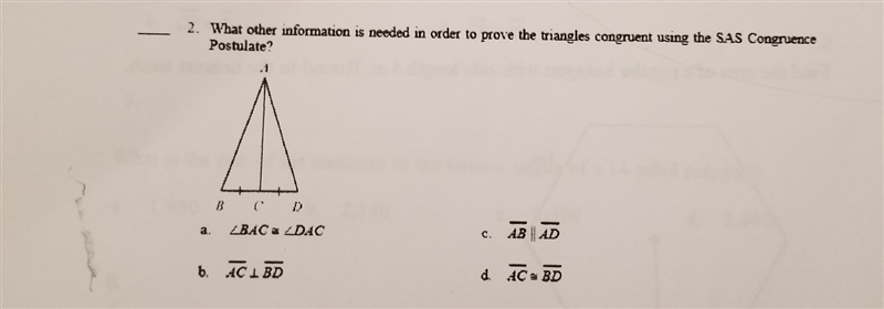 What other information is needed in order to prove the triangles congr-example-1