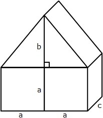 What is the volume of the figure below if a = 3.9 units, b = 5.7 units, and c = 3 units-example-1