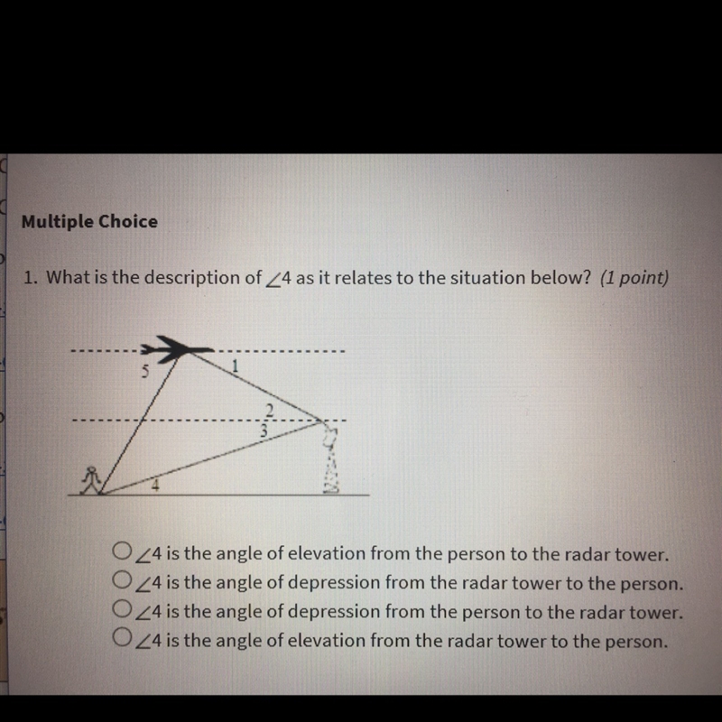 What is the description of angle 4 as it relates to the situation below?-example-1