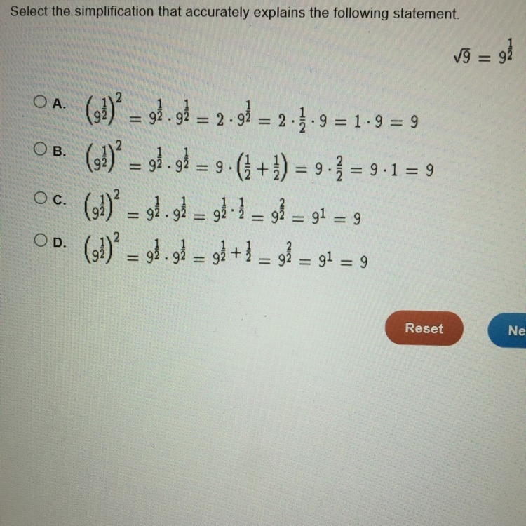 Select the simplification that accurately explains the following statement.-example-1