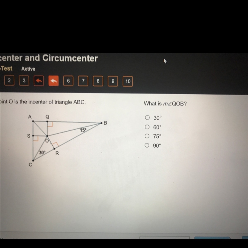 Point O is the incenter of triangle ABC. What is m-example-1