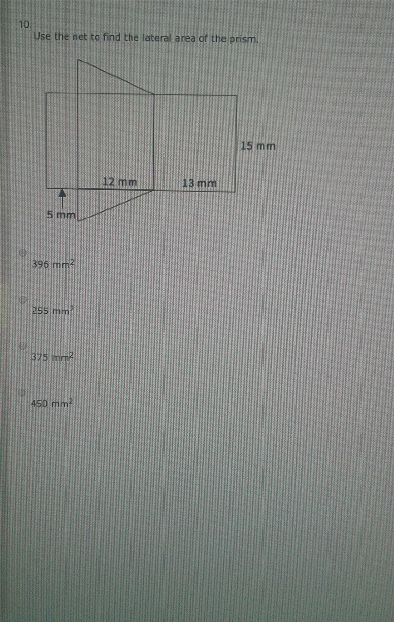 Need help Asap 5 mins please! use the net to find the lateral area of the prisim-example-1