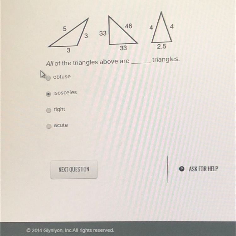 All of the triangles above are ___ triangles-example-1