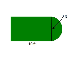 This composite shape is a rectangle with a semicircle attached on one end. The diameter-example-1