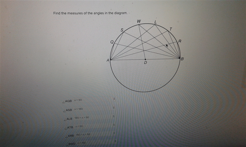 Find the measure of the angles in the diagram-example-1