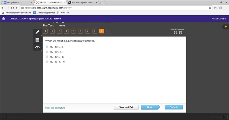 Which will result in a perfect square trinomial?-example-1