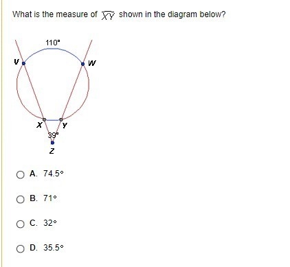 What is the measure of ARC XY shown in the diagram below?-example-1