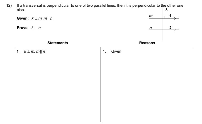 If a transversal is perpendicular to one of two parallel lines, then it is perpendicular-example-1