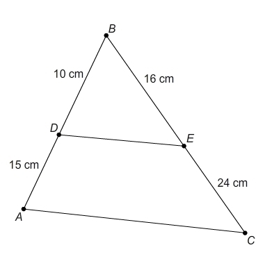 Is △DBE similar to △ABC ? If so, which postulate or theorem proves these two triangles-example-1