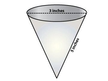 A water cup is shaped like a cone. It has a diameter of 3 inches and a slant height-example-1