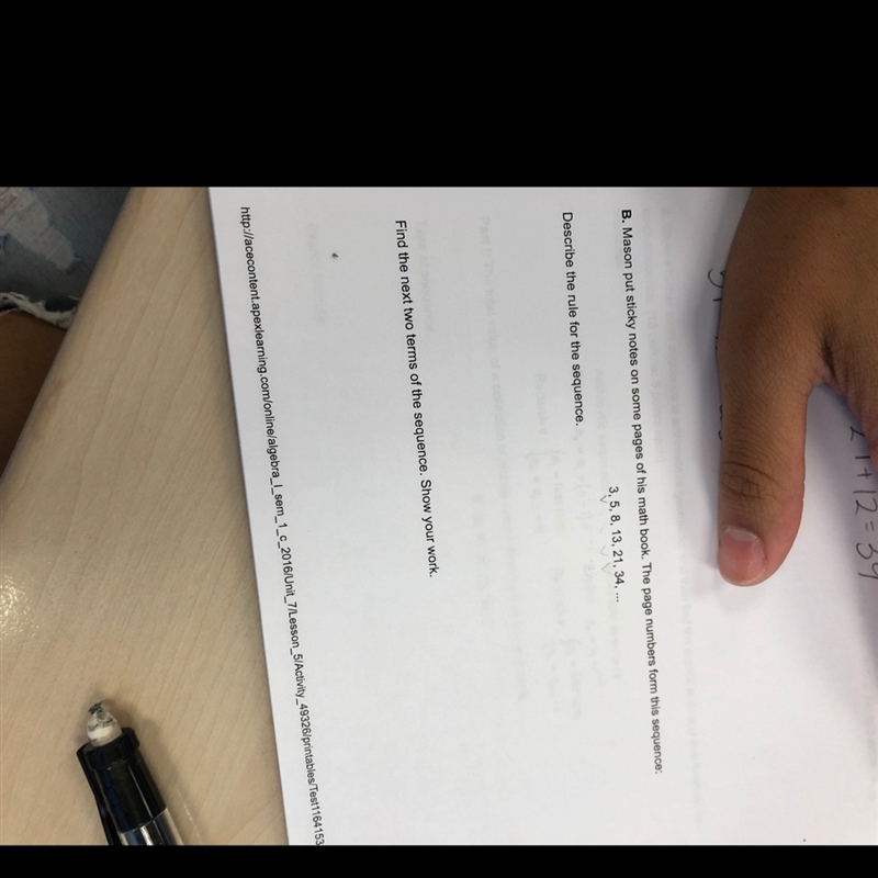 1) describe the rule for the sequence. 2) find the next two terms of the sequence-example-1