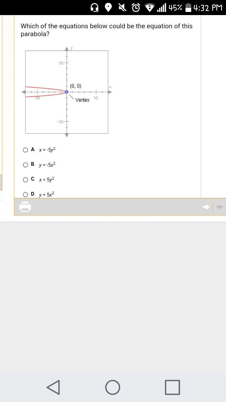 Which of the equations below could be the equation of this parabola?-example-1