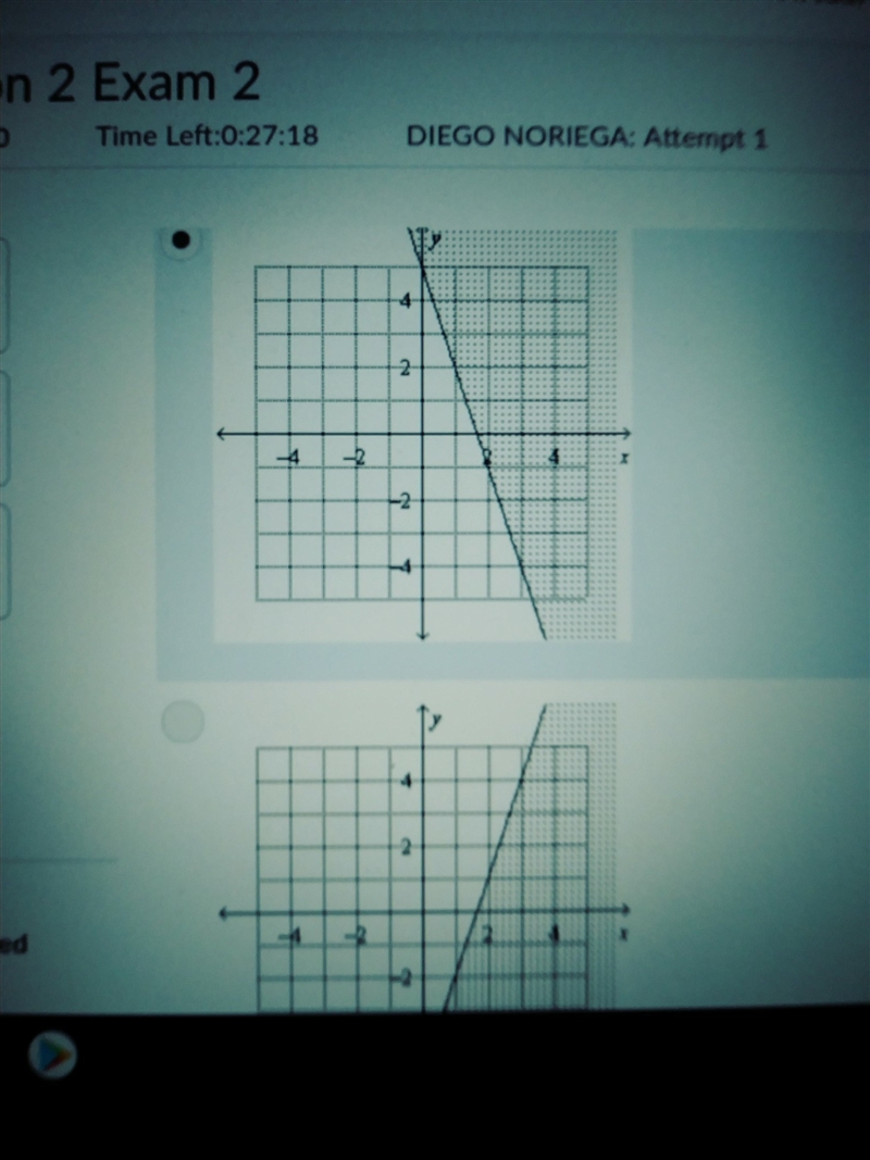 17 Q Graph the inequality in a coordinate plane -y < 3× - 5-example-1