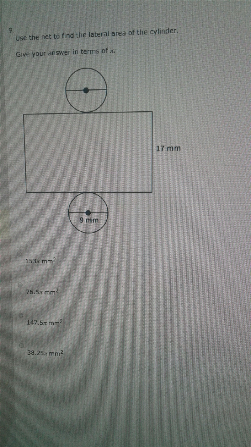 Use the net to find the lateral area of the cylinder.-example-1