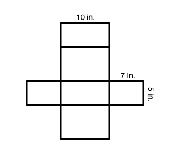 Use the net to determine the total surface area. A) 270 in2 B) 350 in2 C) 330 in2 D-example-1