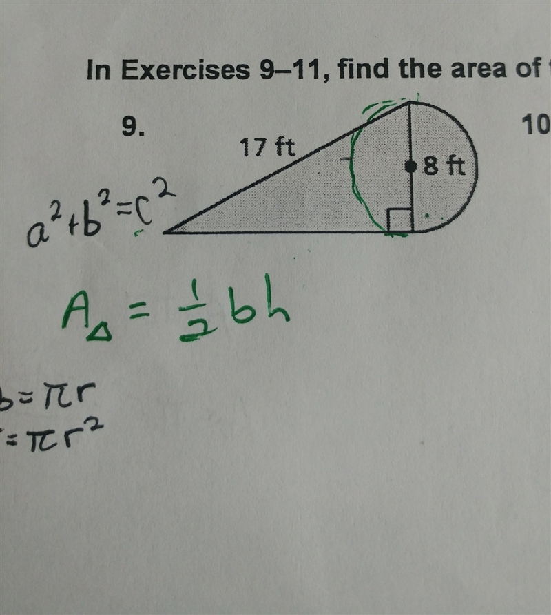 Area of triangle and circle..-example-1