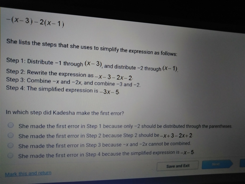 Kadesha is simplifying the expression below-example-1